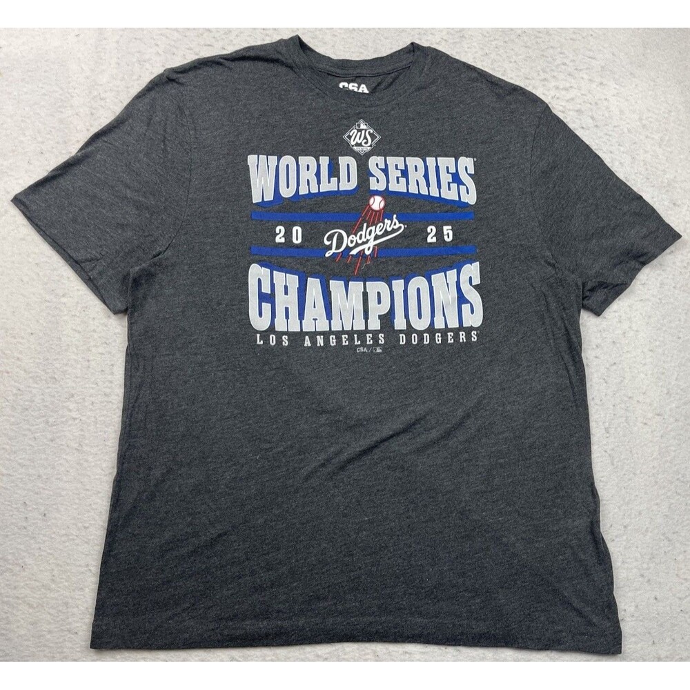 CSA Los Angeles Dodgers Size XL 2025 MLB World Series Champions Gray T-shirt